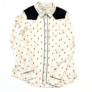 Mossimo Women’s Western Style Button Down Shirt Floral Print  Size Large